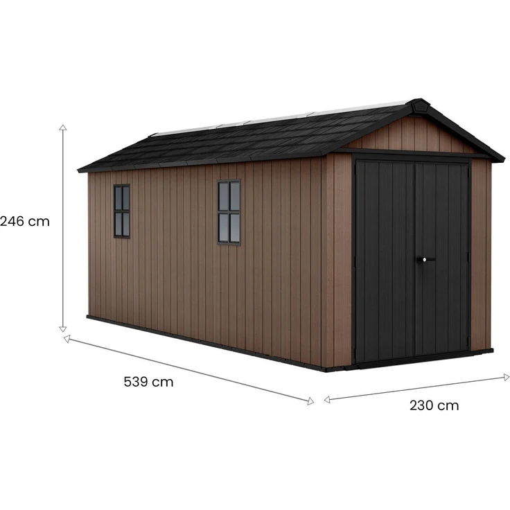 Dmora Gartenhaus Kincardine, Gartenhütte, Gartenhaus, Werkzeugschuppen, 230x539 h246 cm, Braun – Bild 3