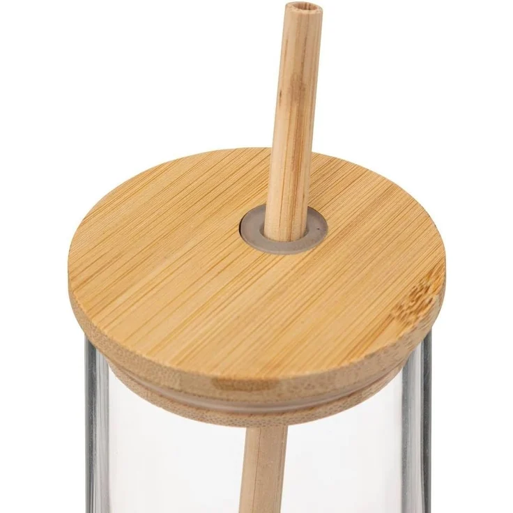 Gläser mit Bambusdeckel und Strohalm – Bild 3