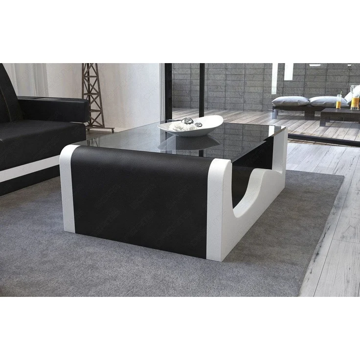Sofa Dreams - Design Wohnzimmertisch Wave – Modern & Elegant - Ledermix - Schwarz-Weiß – Bild 2