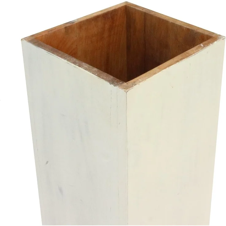 Oriental Galerie Blumenhocker Massive Holz Säule Viereckig Podest Lime-Weiß klein 65cm (1 St) – Bild 4