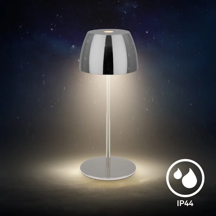 Brilloner LED-Tischlampe Serina unplugged 2,5W, dimmbar, IP44, chrom – Bild 4
