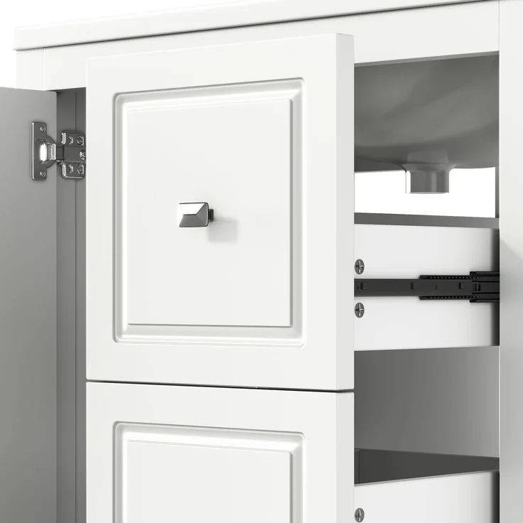 Freistehender Waschtisch 62x47x90 cm mit Keramikbecken und 3 Schubladen – Weiß – Bild 9