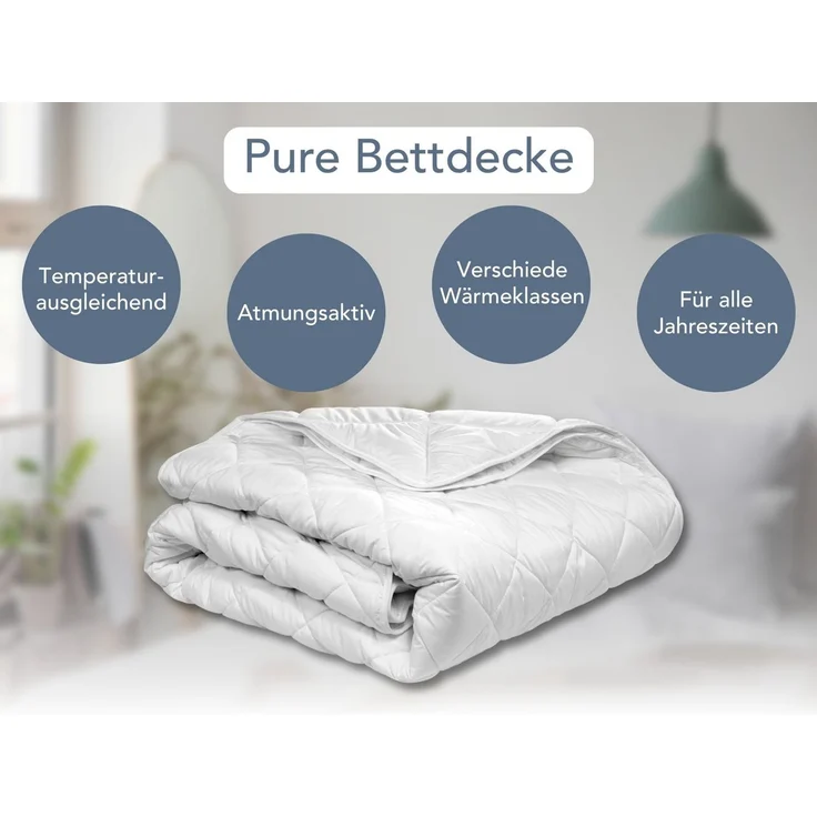 XDREAM Microfaserbettdecke Pure, Bettdecke - 4-Jahreszeiten, Ganzjahres, Winter & Sommer, Füllung: Hohlfaser-Polyesterfüllung, Bezug: Polyester, allergikerfreundlich, atmungsaktiv, temperaturausgleichend, 100x135 cm
