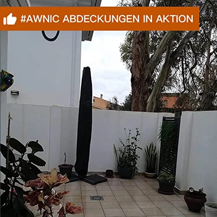 Awnic Schutzhülle Sonnenschirm 3m, Sonnenschirm Schutzhülle bis zu Ø360cm, 420D Oxford Abdeckhauben Sonnenschirm Wasserdicht, Wetterfeste, UV-Beständiges, Schutzhülle für Sonnenschirme 190×30/40/50cm – Bild 8