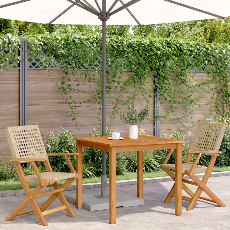 vidaXL Gartenstühle 2 Stk. Beige Massivholz Akazie und Poly Rattan 367665 – Bild 2