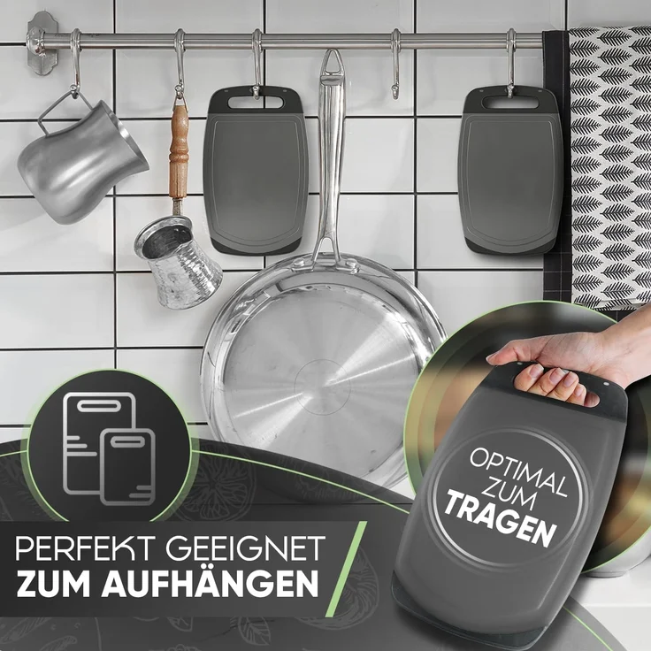 Loco Bird Frühstücksbrett Schneidebrett Kunststoff BPA freie - Brettchen 25x16cm, Cutting Board, (Hygienisches Brett für die Küche, 6-St, Vielseitiges Schneidbrett), Frühstücksbrettchen Spülmaschinenfest – Bild 7