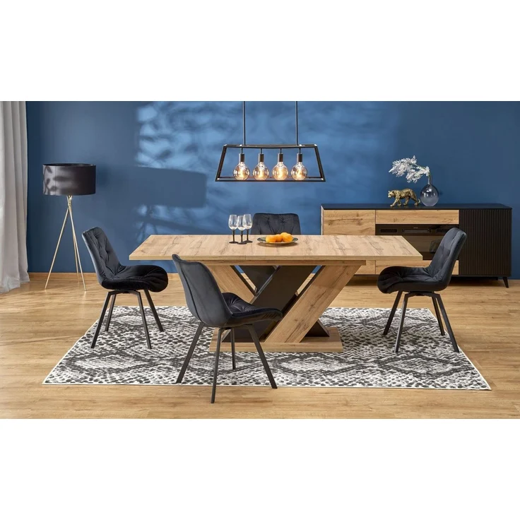 designimpex Esstisch Design HAB-111 Tisch Eiche Artisan - Schwarz ausziehbar 160 bis 200 cm – Bild 5
