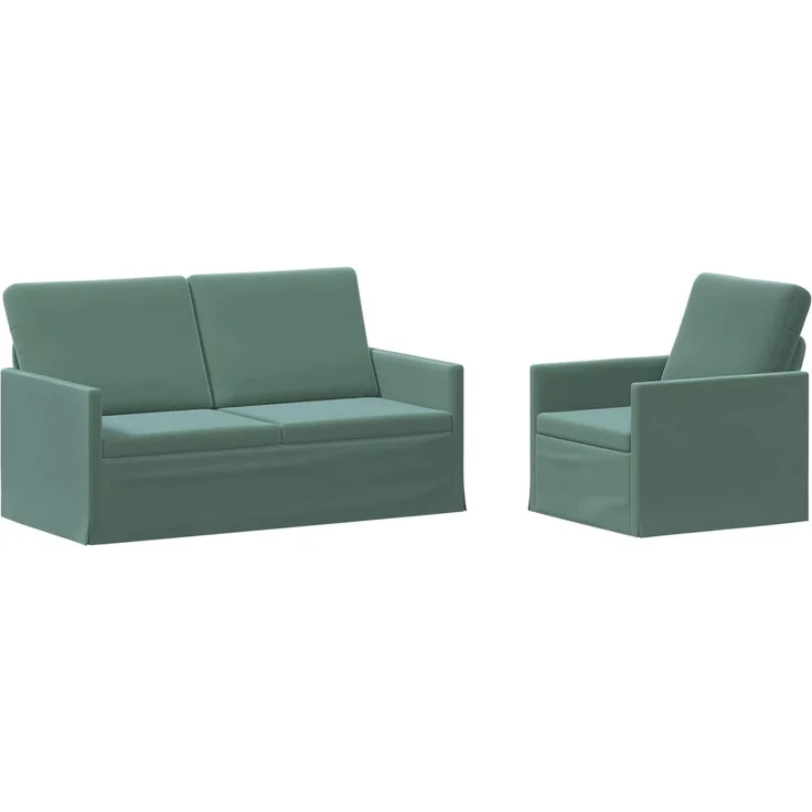 vidaXL Sofa-Set 2 pcs Meergrün Samt (V) 3433214 – Bild 1