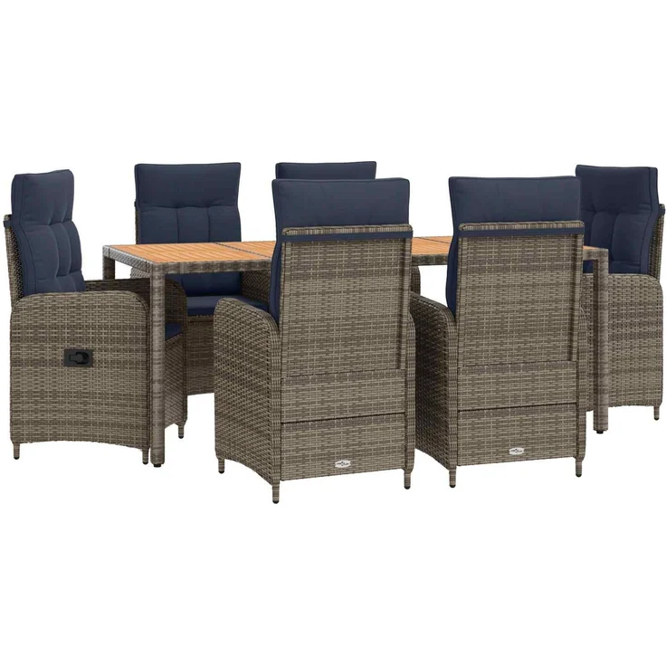 vidaXL Outdoortisch-Set 7 stk. Grey and Navy Blue 150 x 90 x 75 cm 3422290 – Bild 2