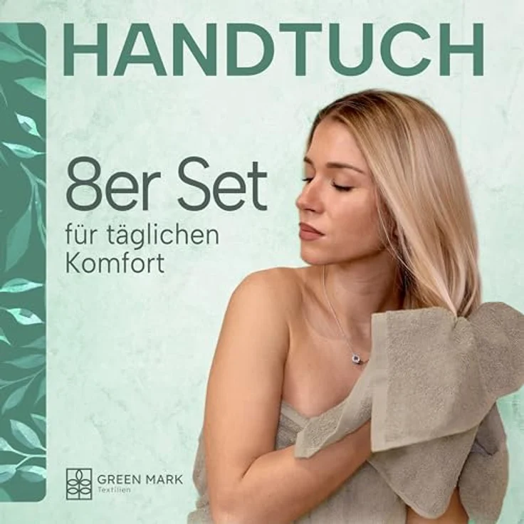 NatureMark 8er Spar-Pack Frottier Handtücher, Handtuch-Set, 50x100 cm, Sand/Beige, 100% Baumwolle – Bild 3