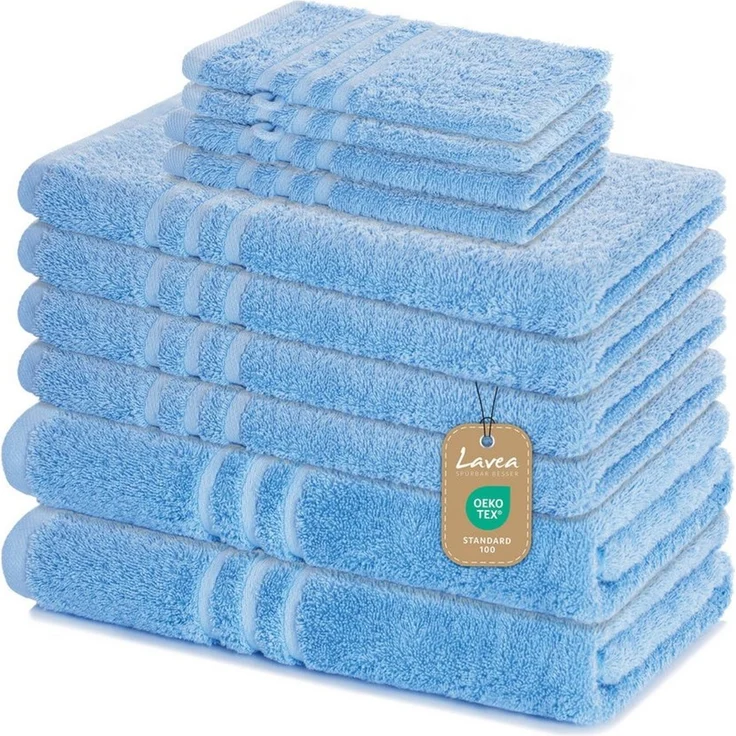 Lavea Handtuch Set Elena, Duschtücher, Handtücher, Gästetücher, Waschhandschuhe, 100% Baumwolle (Set, 10-St), Frottierserie, weich & saugstark, pflegeleicht, 500 g/m² Frottier – Bild 1