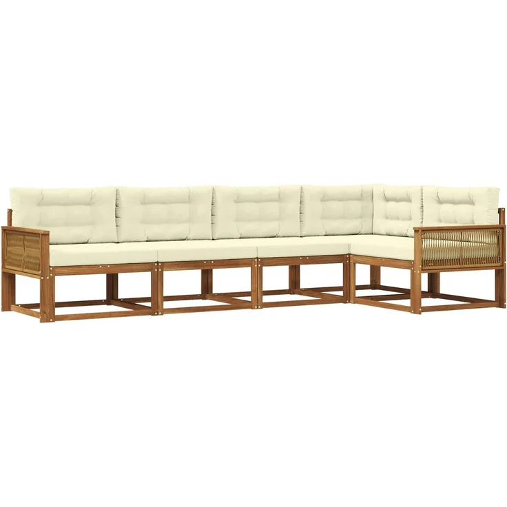 vidaXL Outdoor-Sofagarnitur mit Kissen 5 pcs Natur und Creme 3382568 – Bild 2