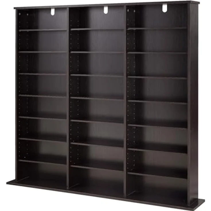 VEVOR DVD-Regal mit 24 Fächern (8 Ebenen), Medienregal Standregal 142 x 22 x 130 cm, Platzsparendes Aufbewahrungsregal für CDs DVDs Bücher Spiele-Discs, Bücherregal für Wohnzimmer/Homeoffice, Braun – Bild 9