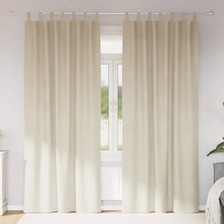 Verdunkelungsvorhänge 2 pcs | für Wohnzimmer & Schlafzimmer Creme 140 x 225 cm Samt – Bild 2