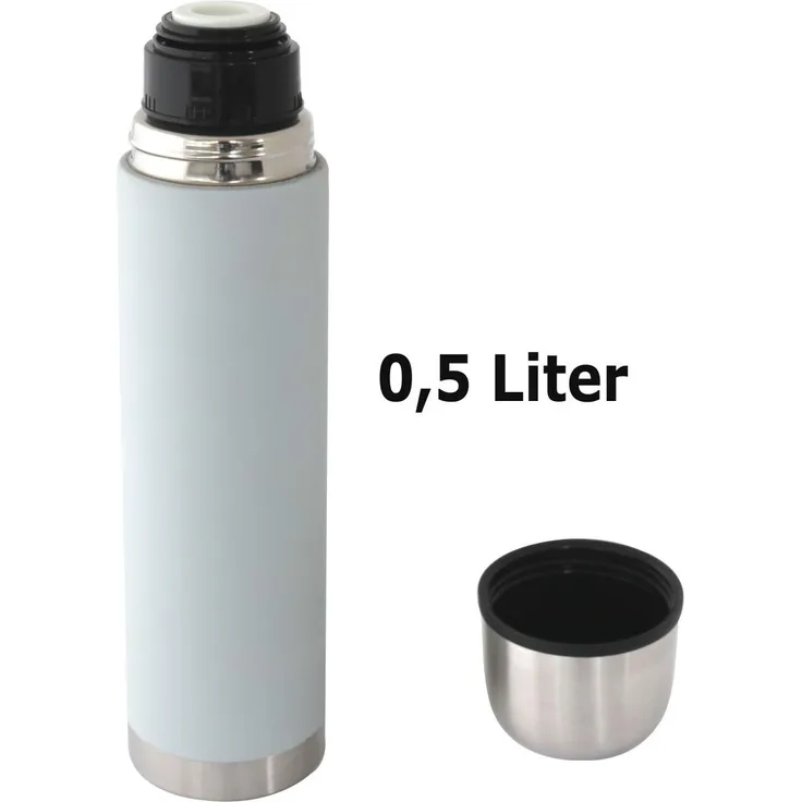 Thermosflasche Edelstahl hellgrau 0,5 Ltr. Isolierkanne