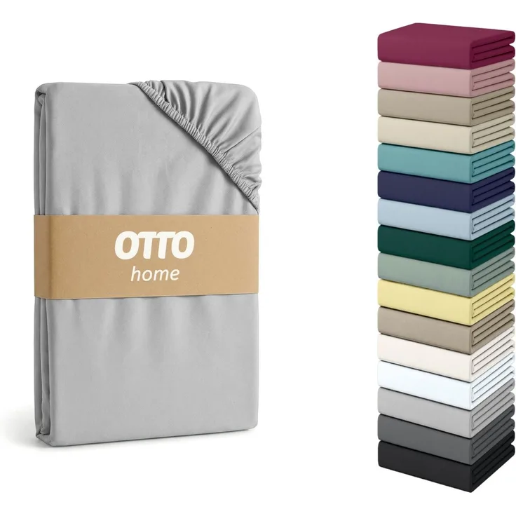 OTTO home Spannbettlaken Physalis Basic und PREMIUM Qualität, 100% Baumwolle, Jersey und Biber, Biber, Gummizug: rundum, (1 Stück), Bettlaken für Matratzen bis 18 cm Höhe, Spannbetttuch, Laken
