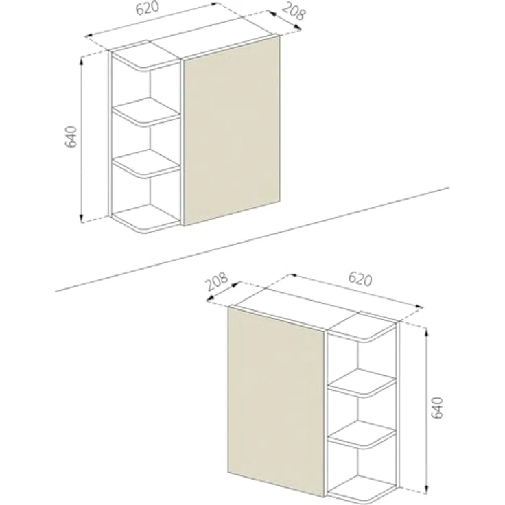 Vicco Spiegelschrank Fynn, Sonoma, 62 x 64 cm mit großzügigen Ablagen und integriertem Spiegel – Bild 3