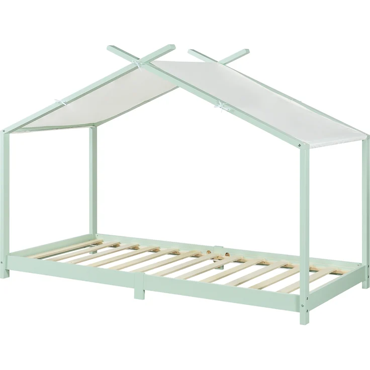 Hausbett Kinderbett Brome aus Holz 90x200 cm mintgrün mit Lattenrost [en. casa] – Bild 3