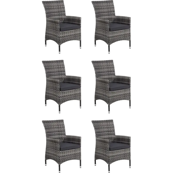 Mandalika Garden MONACO Polyrattan Diningsessel mit Alu-Gestell Black Pearl