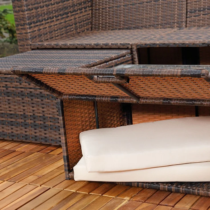 Lounge Gartenset Rattanmöbel Polyrattan Sitzmöbel Set Sofa Tisch 2 Hocker braun – Bild 5