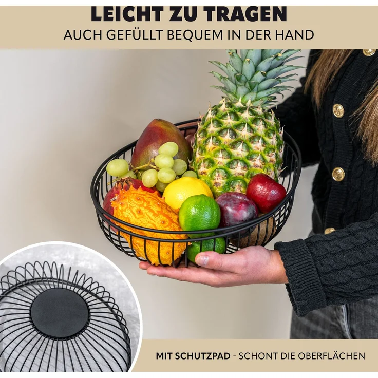 eluno Obstschale rund, aus schwarzem Metall, Metall – Bild 6