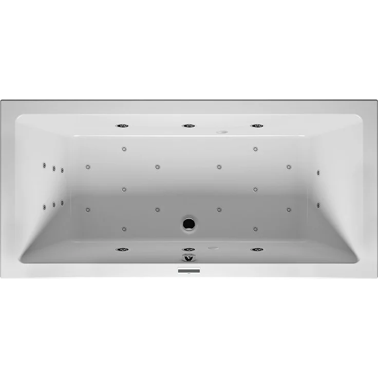 RIHO Lugo Rechteck-Badewanne, Version rechts, mit Joy-System, Einbau, 2-Sitzer, weiß, B13, Ausführung: 200 x 90 x 47,5 cm, Nutzinhalt: 310 Liter - B137011005