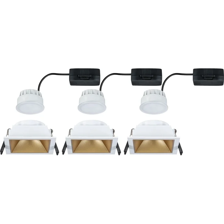 Paulmann 93130 LED Cole Coin Basisset eckig 3er-Set 2700K Weiß Gold 3-Step-Dim IP44 – Bild 10