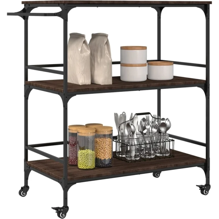 vidaXL Küchenwagen Braun Eichen-Optik 100,5x50x105 cm Holzwerkstoff 842335 – Bild 6