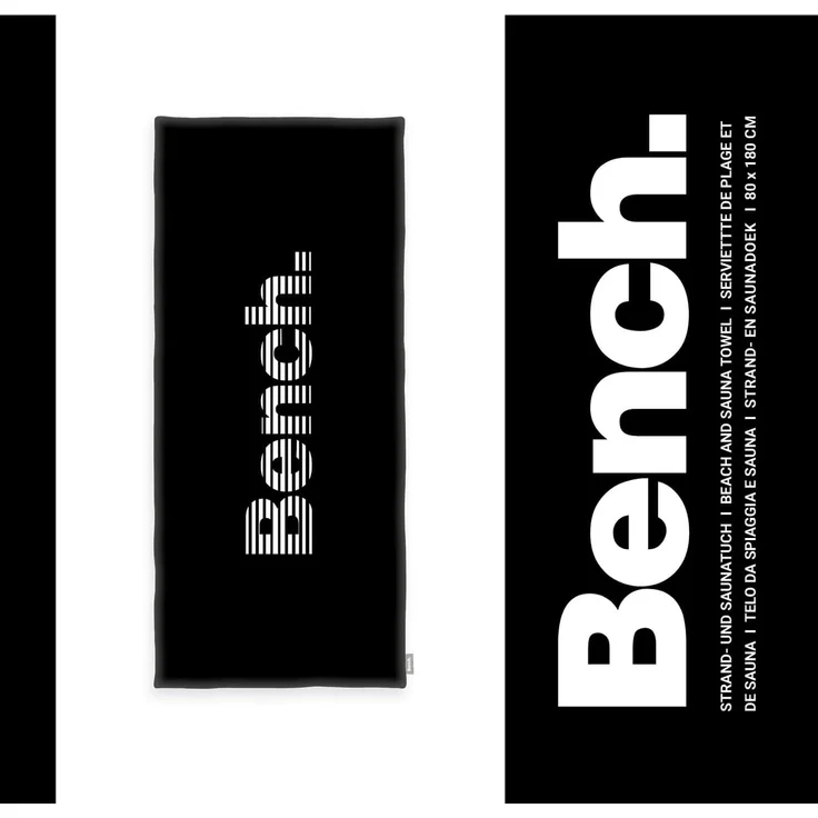 Bench Strand- und Saunatuch, Modern Opposite, 80x180 cm, 100 % Baumwolle, Velours, Mit Aufhänger, Farbe: Schwarz, Art. Nr. : 6112605537 – Bild 8