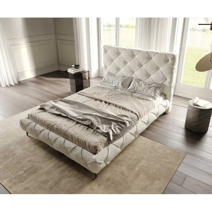Polsterbettgestell Nayara 140x200 cm Bouclé Creme-Weiß – Bild 4