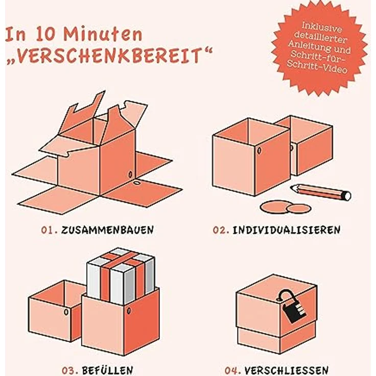 SURPRISA Geschenkbox Geschenkbox mit Samt und Glanz, Rätselbox für Geschenke und Gutscheine, zum Valentinstag, Jahrestag, Hochzeitstag – Bild 6