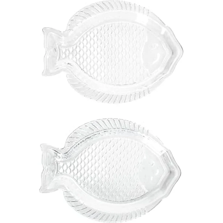 MamboCat Servierplatte 2x Fischplatte OSLO Gr. S 23x17cm Glas Fisch-Relief Servier-Teller, Glas – Bild 2