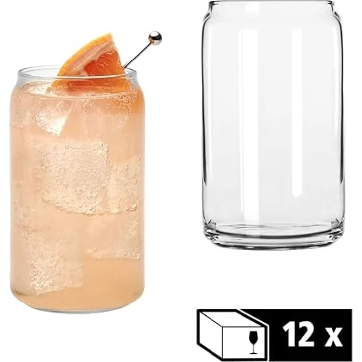 LIBBEY Gläser-Set Can Glas -GLASS CANS-, 473 ml, Ø 7,5 cm, H: 13,5 cm, 12er Set, 12-tlg, Glas, hochwertig verarbeitet, im modernen Design – Bild 5