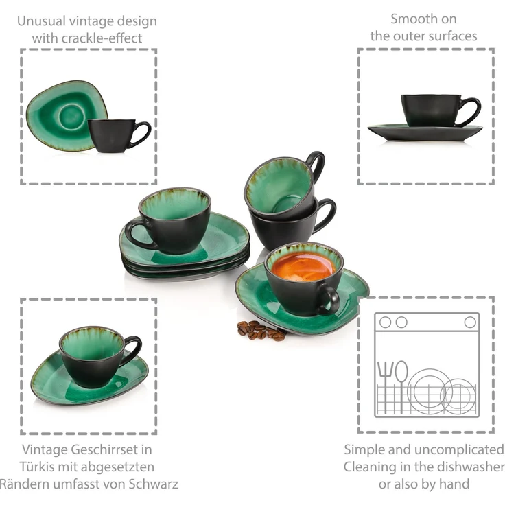SÄNGER Espressotassen Set Palm Beach 8 teilig – Bild 5