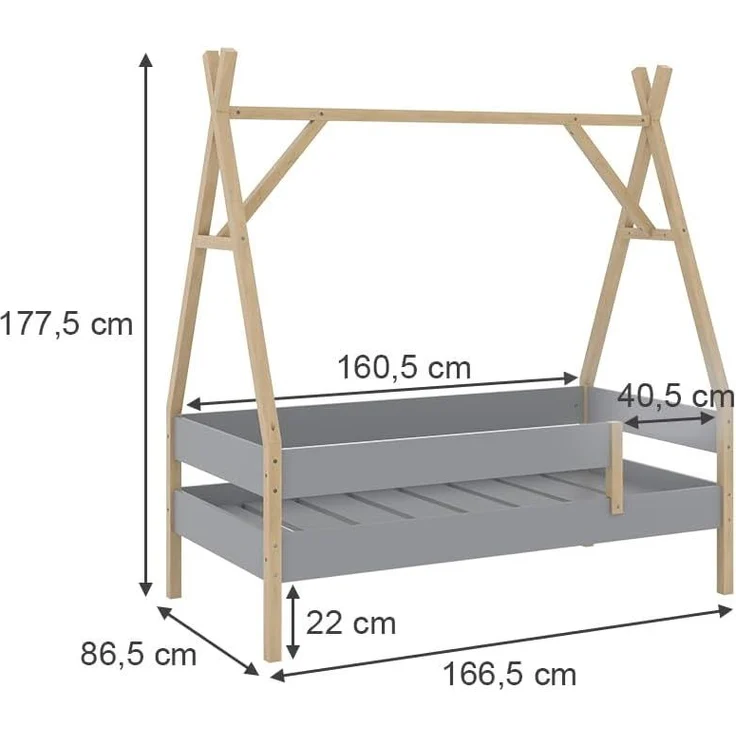 Kinderbett Bali Grau 80x160 cm Vitalispa – Bild 3