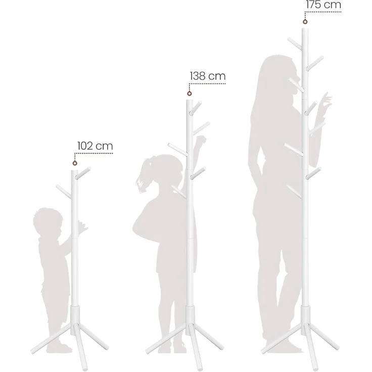 Garderobenständer, freistehender Kleiderbaum, Garderoben- und Hutständer aus Massivholz mit 8 Haken – Bild 6