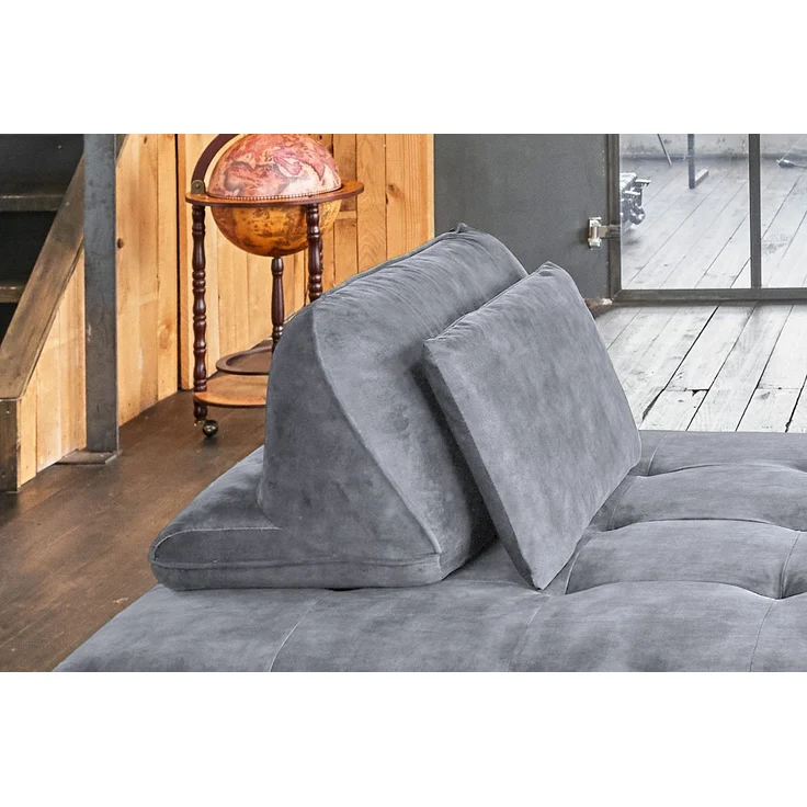 KAWOLA Sofa WIOLO Ecksofa velvet mit Hocker grau 80 x 350 x 350 cm – Bild 6