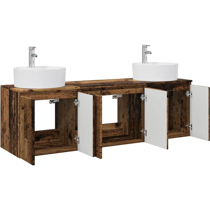 vidaXL Badezimmerschrank-Set 3 stk. Altholz 161,5 x 44,5 x 82 cm 3405675 – Bild 3