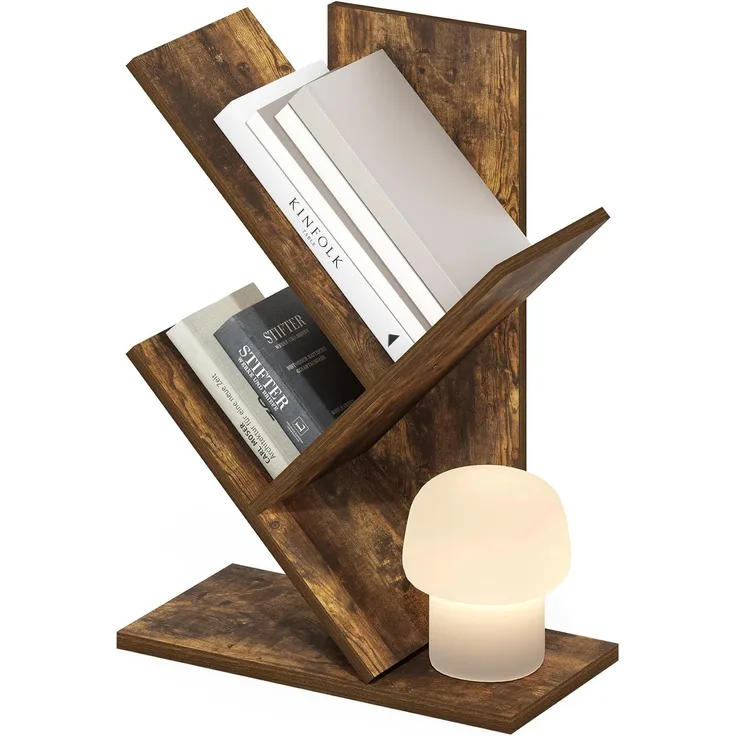 Furinno Tree Bücherregal, 3-stufiges, bodenstehendes Tree Bücherregal, Bernsteinkiefer
