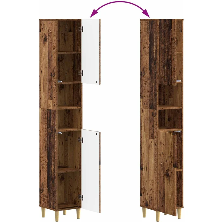 vidaXL 4-teiliges Badezimmer-Schrank-Set ARNHEM Altholz Holzwerkstoff 3417934 – Bild 9