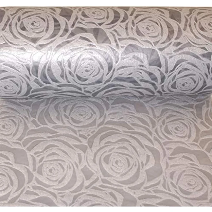 Deko AS Tischläufer Dekoflor® Tischläufer Rosenmuster - grau - 300mm - 25m - 56-300-25-32 (1-tlg, 1 Rolle Tischläufer), Strapazierfähig – Bild 4