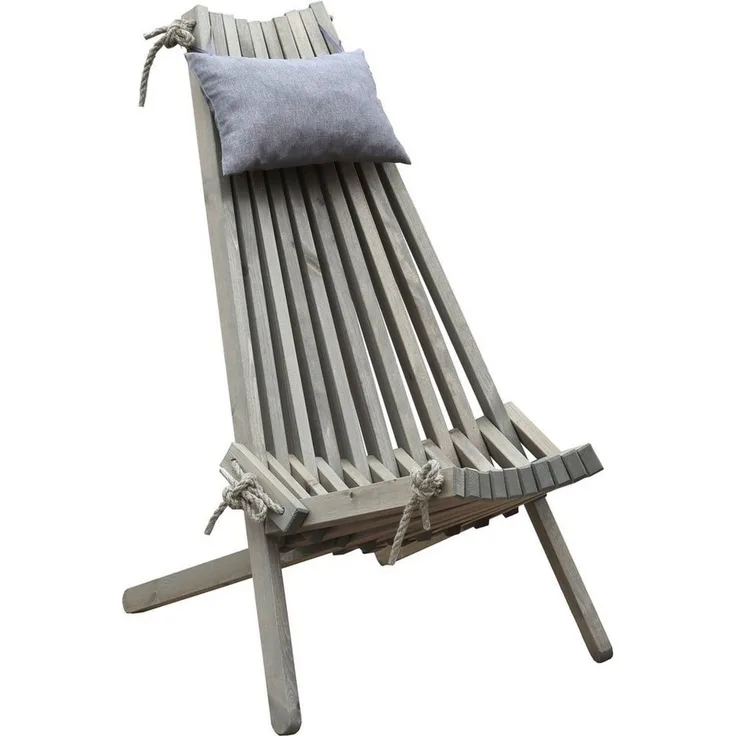 Faltbarer Gartensessel Relaxsessel FALUN Aschgrau mit Kopfkissen