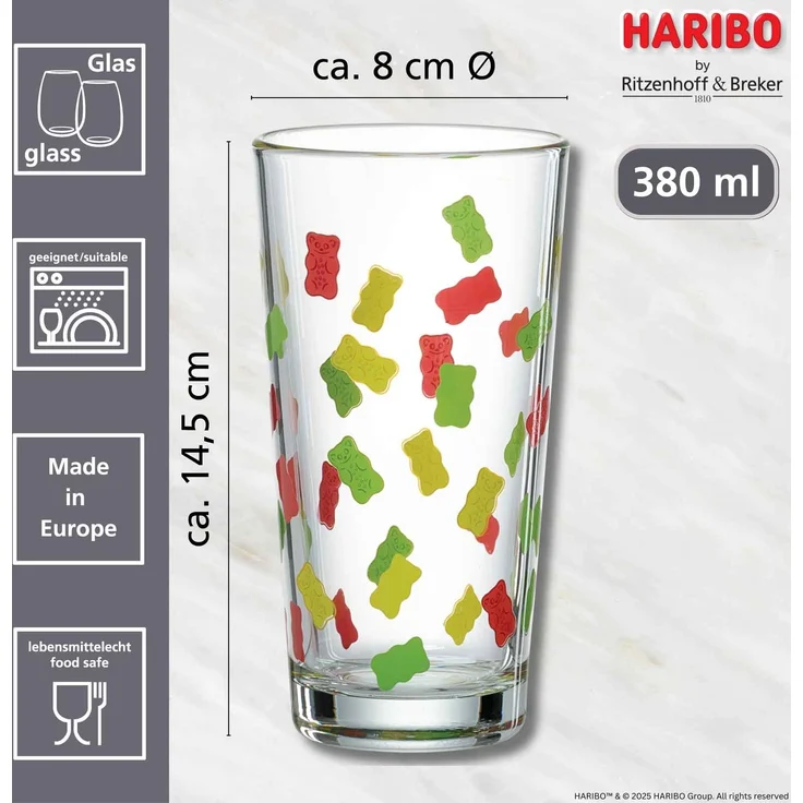 Ritzenhoff & Breker Haribo Allover Trinkglas 380 ml 6er Set – Bild 2