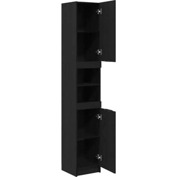 vidaXL Badezimmerschrank Schwarz Eichen-Optik 32 x 34 x 188,5 cm 862097 – Bild 7