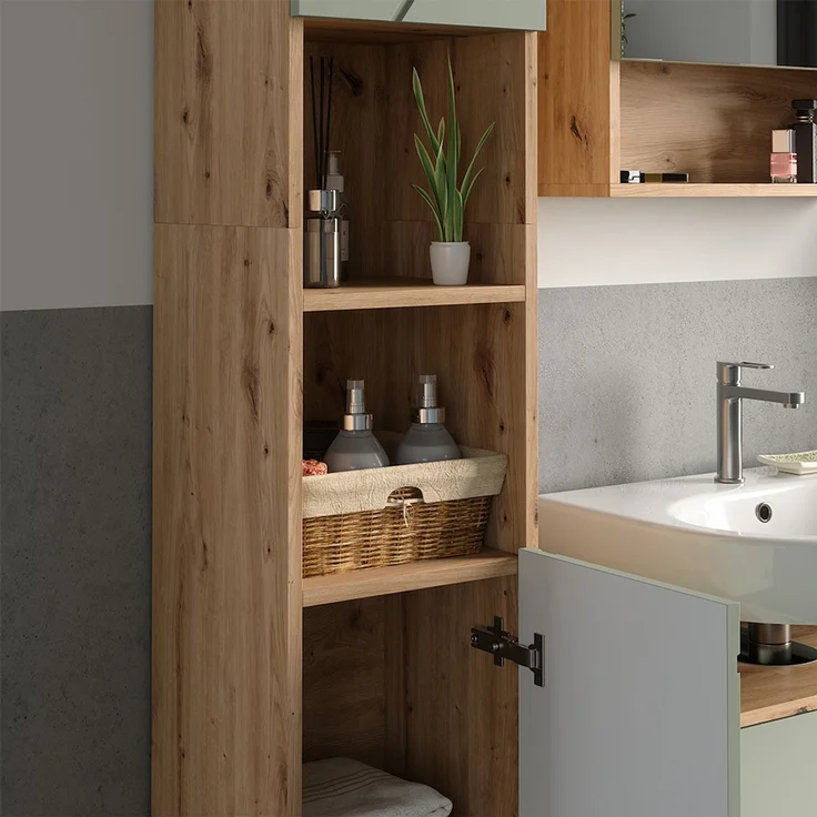 Badschrank Irma Salbeigrün 30 x 192 cm Vicco – Bild 4