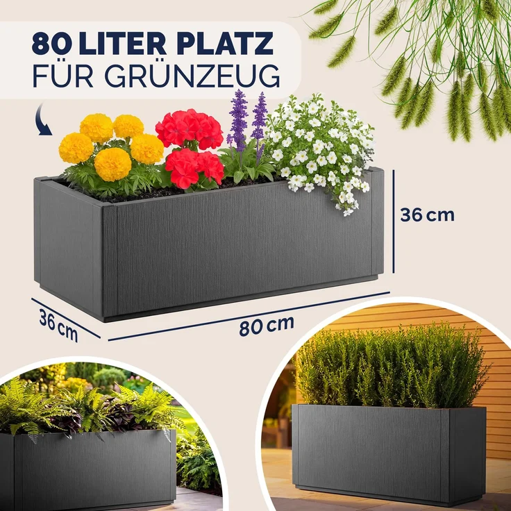 CASARIA® Pflanzkasten Ethica 80x36x36cm Anthrazit – Bild 3