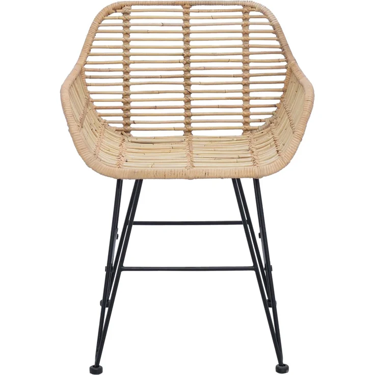 vidaXL Esszimmerstuhl 2 pcs Natur 55 x 50 x 74 cm Rattan und Eisen 42011556 – Bild 4