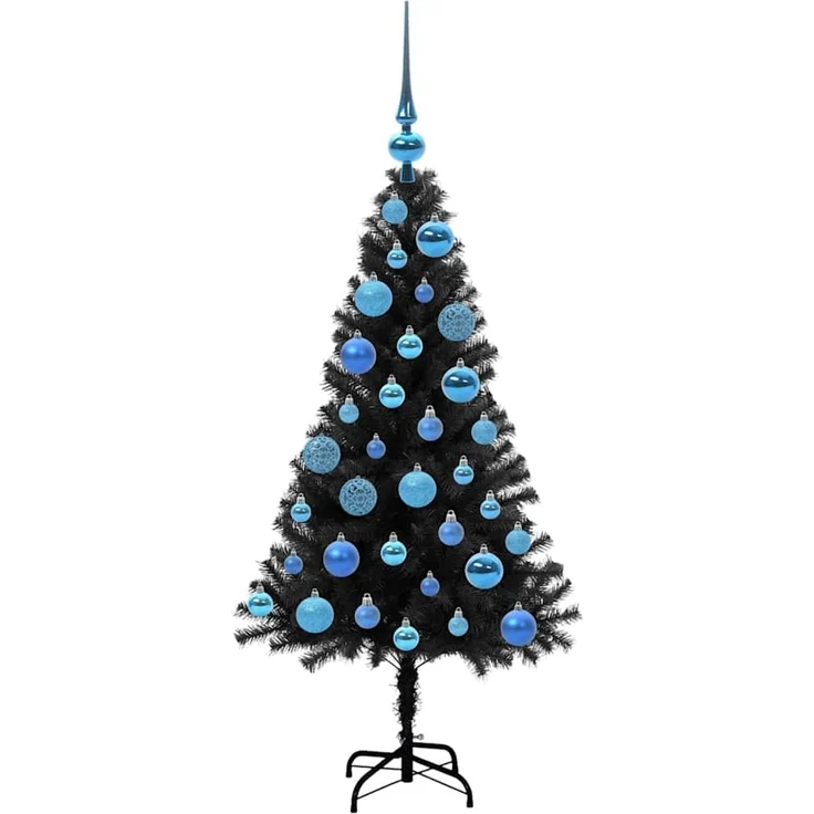 vidaXL Weihnachtsbaum mit LED-Beleuchtung Schwarz 120 cm PVC und Stahl 3396463 – Bild 4