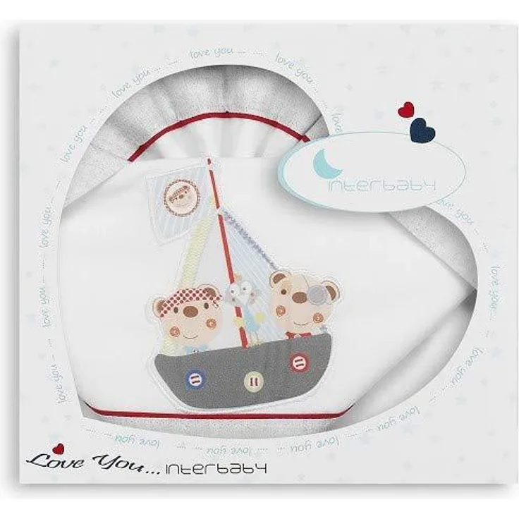 Interbaby 04128-18 Bettwäsche wiege - 100% Baumwolle - Modell: Pirat, weiss und grau, grau, 0. 7 kg