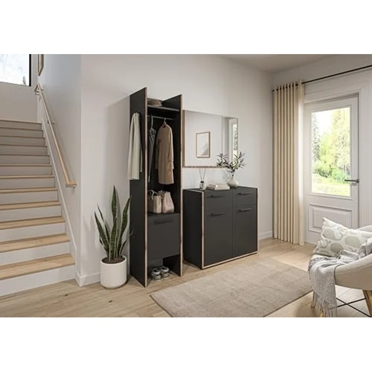 Garderobenschrank >Bueno< in Basalt - 42x189x37cm (BxHxT) – Bild 2